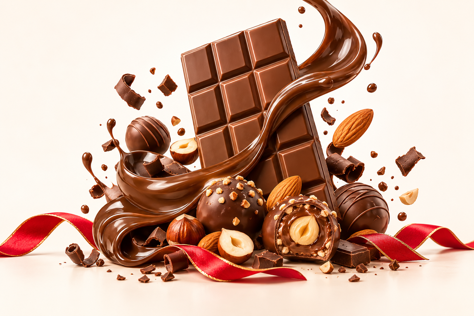Chocolate, truffles and hazelnuts