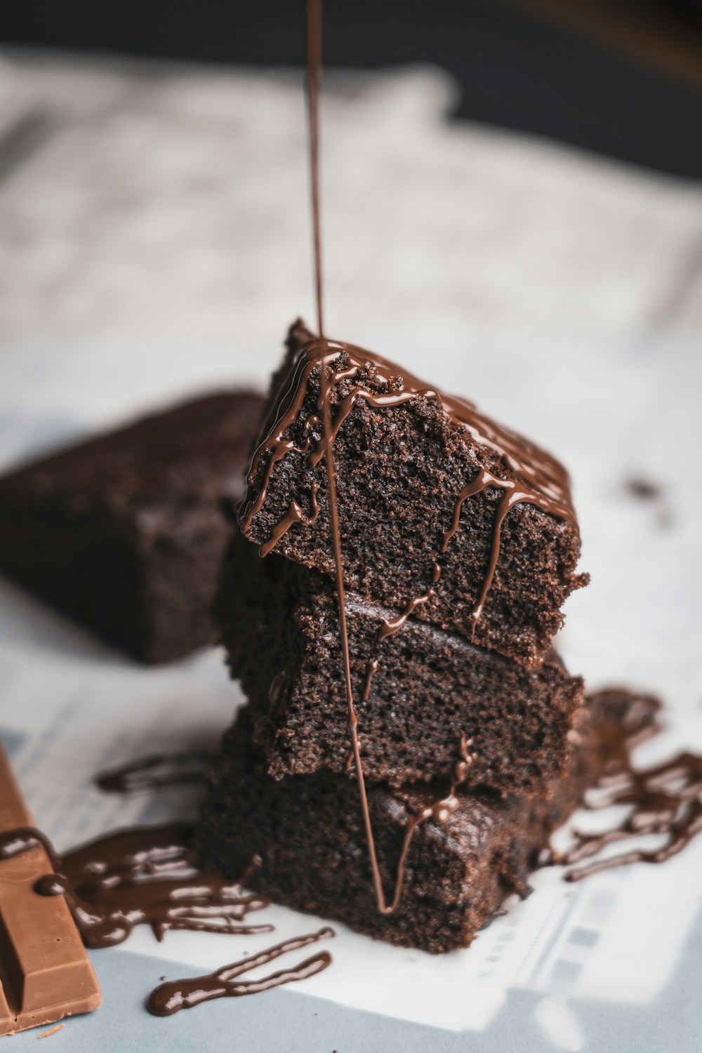 Chocolate cake with chocolate drizzle