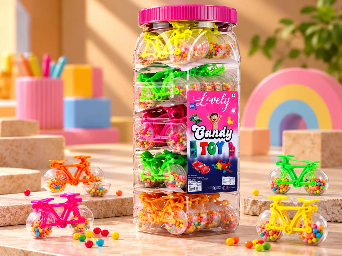 Ayush Lovely Candy Toy bicycle jar