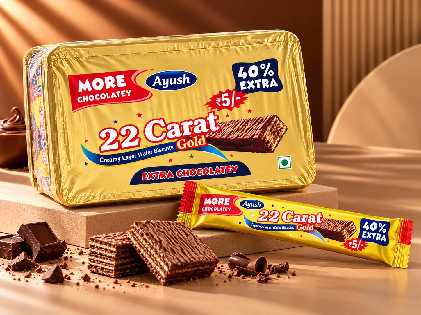 Ayush 22 Carat Gold wafer biscuit pack